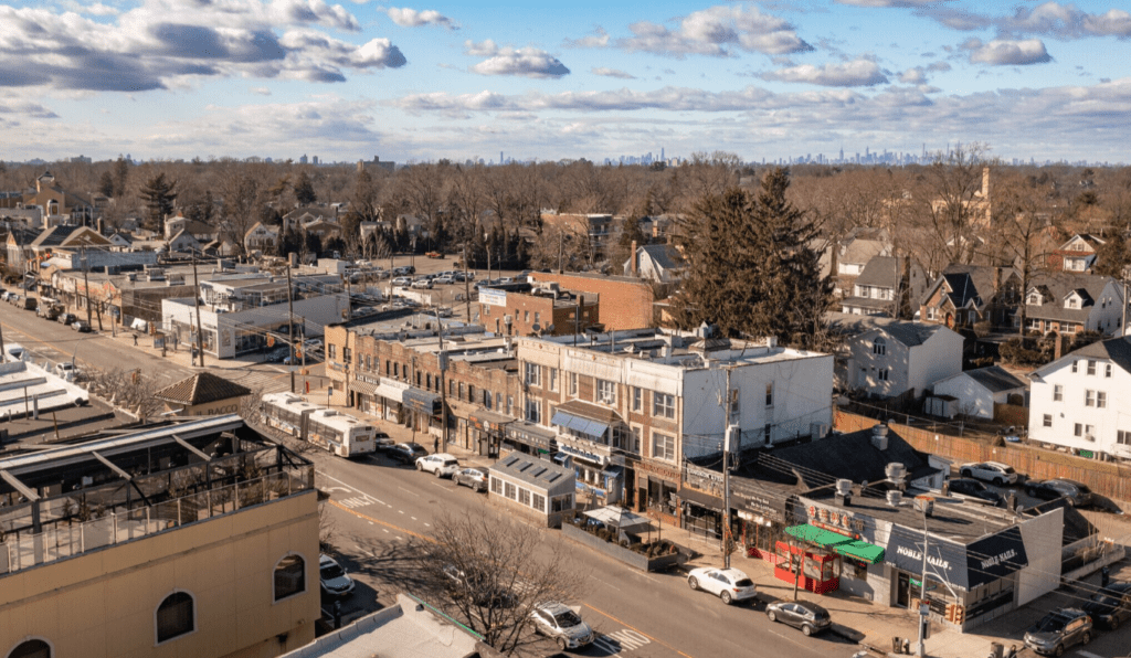 A view of the city from above.